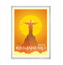  Rio De Janeiro város plakát, Jézus szobor, Brazília, 21x29, 7 cm ezüst színű keret (MP1-0195_21X29,7,039)