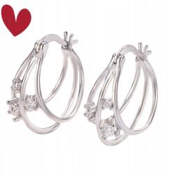  Geometrikus vonalvezetésű, üreges fülbevaló nőknek, S925 ezüst, fehér arany