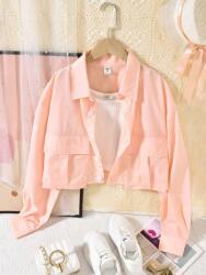 Shein IC32214 Shein Rövid Rózsaszín Hosszú Ujjú Ing (4) 164