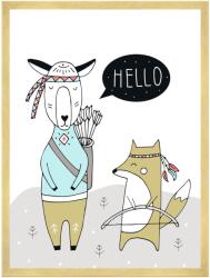  Ideális poszter gyerekeknek Hello 50X70 cm arany keret (MP1-0271_50X70,045)