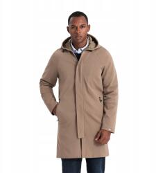 Ombre Férfi kabát kapucnival, finom kávébarna csíkozással V1 OM-COSC-0112 XL