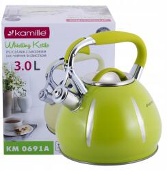 Kamille Hagyományos Vízforraló 3, 0 L Síppal acél zöld Indukciós Gáz Kamille (0691A)