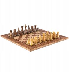 Manopoulos Görög Kézzel Készített Mahagóni Sakk 40cm intarzia és Sheesh figurák