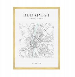  Várostérkép poszter Budapest, négyzet alakú, 50x70 cm arany színű keret (MP1-0117_50X70,045)
