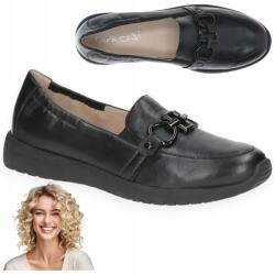 Caprice Elegáns bőr félcipők női mokaszinok Caprice kényelmes fekete 38-as méret (Mokasyny półbuty Caprice 9-24708-42)