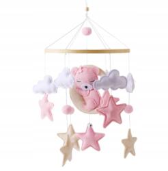  Csillagok és macik rózsaszín ágyforgó kiságyra (5906817550231)