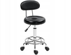 Impor Hoker Fodrász szék Kozmetikai szék Fekete 87 cm Tömör ökobőr (Stołek na kółkach Fryzjerski Krzesło Regulowa)
