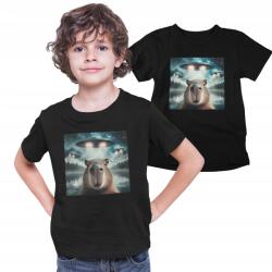 Aradena Gyerek Póló Fekete nyomattal Kapibara Ufo Születésnap Ajándék 134 (138 8 Kapibara - UFO)