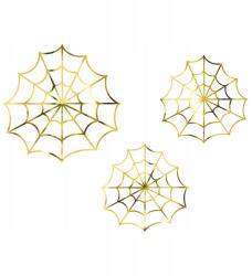  Halloween Dekorációk Pókháló, arany (1 csomag 3 db) (Pająki pajęczyna Gadżety dekoracje halloween)