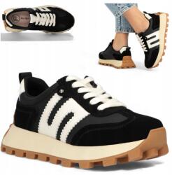 Filippo Női Bőr Sneakerek 37 Filippo Kényelmes Fekete Elegáns Cipők (Filippo DP6743/25 BK)