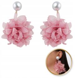  Lógó Fülbevaló, Látványos Tüll Virág Gyönggyel, Krémszínű Stiftes (5903678595920)