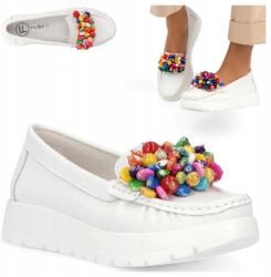 Filippo 40 Filippo Női Bőr Platformos Félcipő Nyári Felbújós Lábbeli (Filippo DP6828/25 WH)