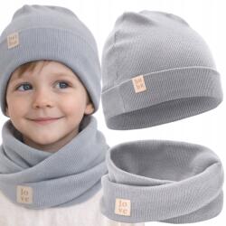 Bubalove Sapka Késkötény Szett Csecsemő Sapka Pamut Csíkos Szürke 40-46 cm (Wiosenno-jesienna czapka z kominem szara Wn1)