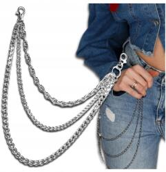  Hármas vastag lánc nadrág öv punk fém dekoratív medál ezüst (Potrójny gruby Łańcuch Do Spodni)