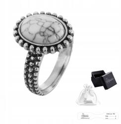 Ulex Premium Ezüst gyűrű, 925-ös finomságú, elegáns, természetes howlittal, ajándék méret 19 (PE-2336-P/19 Howlit naturalny kamień)
