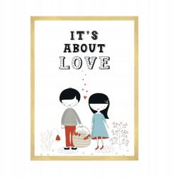  Gyerekszoba poszter "It's about love" felirattal 50x70 cm arany színű keret (MP1-0291_50X70,045)