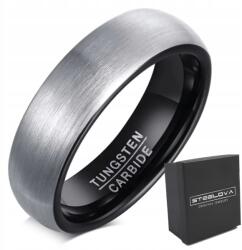 STEELOVA Ezüst-fekete Matt Volfrám Gyűrű 6MM méret15 (OW088)