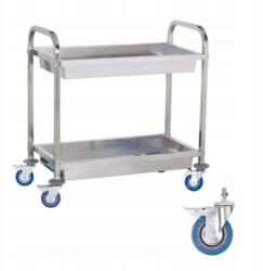 Royal Catering Acél pincérkocsi 2 polccal, mély polcokkal Royal Catering (10010080)