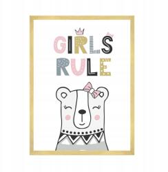  Gyerek poszter Girls rule 50x70 cm arany keret (MP1-0214_50X70,045)