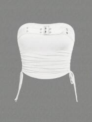 Shein Top Crop Fodros Cső Fehér Casual Shein M 38