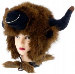 Cambell Vicces Meleg Téli Női Sapka Szőrmével Arc Bika Pomponok Barna (5903991929112)
