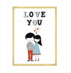  Gyerekszoba poszter Love you felirattal 50x70 cm arany keret (MP1-0289_50X70,045)