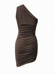 Shein Ruha Mni Szexi Fodros Bodycon Egyvállú Barna Shein S