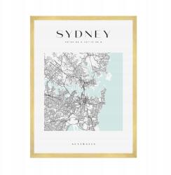  Sydney, Ausztrália várostérkép poszter, négyzet alakú, 50x70 cm arany keret (MP1-0039_50X70,045)