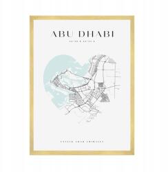  Abu Dhabi várostérkép plakát szívvel, 50x70 cm arany keret (MP1-0131_50X70,045)