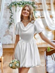 Shein Fehér Szatén Bomber Ruha (s) (577097)