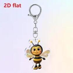  2D Lapos Kulcstartó, Kétoldalas Méhecske Mintával (z4)