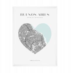  Buenos Aires várostérkép plakát szívvel, 21x29, 7 cm fehér keret (MP1-0077_21X29,7,063)