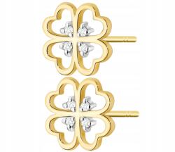 ZŁOCISTO Fülbevaló gyémántokkal stiftes csavarok lóhere (CK-08)