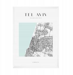  Tel Aviv, Izrael várostérkép poszter, Ázsia, négyzet alakú, 21x29, 7 cm fehér keret (MP1-0087_21X29,7,063)