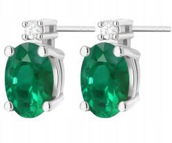 ZŁOCISTO Arany fülbevaló briliánsokkal és smaragddal, csavaros (biżuteria na urodziny imieniny rocznicę)