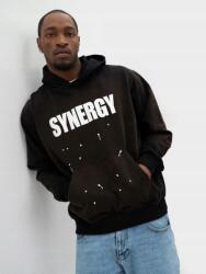  Férfi Kanguru Zsebes Kapucnis Pulóver Felirattal Fekete Plus Eighteen Synergy S