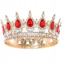  Korona Tiara Királynő Piros Kövek Születésnapi Ajándékok Esküvői Bál (Korona Złota Czerwona)