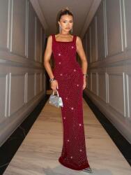 Shein Piros Strasszos Maxi Ruha (xs) (613686)