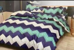  Ágynemű Garnitúra 200x220 Pamut Szatén Kék-Fehér 4 részes