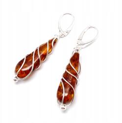 Biżuteria Front Ezüst Fülbevaló Borostyánnyal (7801B)