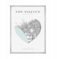  Los Angeles várostérkép plakát szívvel, 21x29, 7 cm ezüst színű keret (MP1-0071_21X29,7,039)