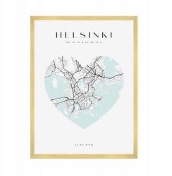  Helsinki várostérkép plakát szívvel 50x70 cm arany keret (MP1-0158_50X70,045)
