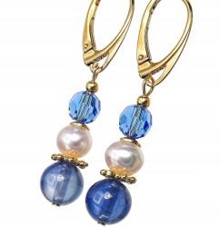 Arande Zafír Gyöngy Eredeti Kristályok Gyönyörű Aranyozott Ezüst Fülbevaló Tanúsítvánnyal (702634)