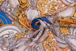  Sifon Anyag Ruhákhoz és Blúzokhoz, Olasz Mintával, Rózsaszín és Kék Színben (SZYFON)