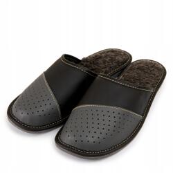 Nowo Férfi bélelt bőr papucs fekete meleg 41-es (M-5026C)