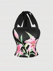 Shein Fekete Felső Nyomott Mintás Kötés (2XL) (613640)