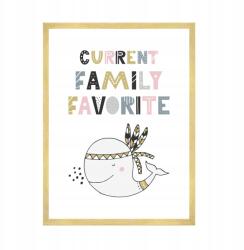  Gyerekszoba poszter "Current family favourite" felirattal 50x70 cm arany színű keret (MP1-0213_50X70,045)
