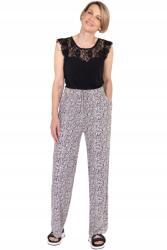 ICHI Fekete Mintás Nadrág, Size S, viszkóz (574865)