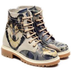  Női Goby bokacsizma fűzős farkas és hiúz motívummal NJR121 41 (16367)