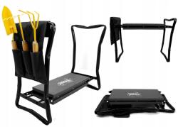 GardenLine Kerti Zsámoly Fekete 59X27, 5X49CM Kerti Munkákhoz 3az1ben (GWI4644)